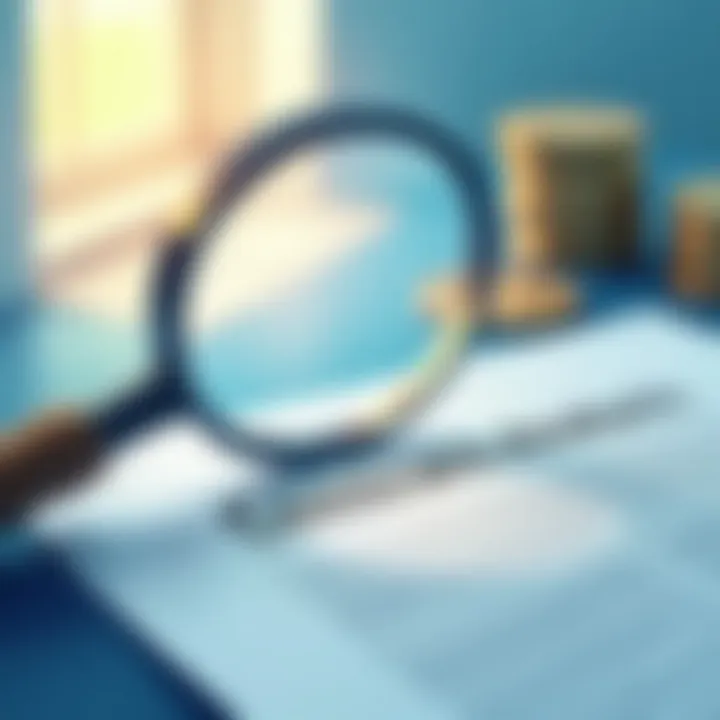 A magnifying glass examining a mortgage contract